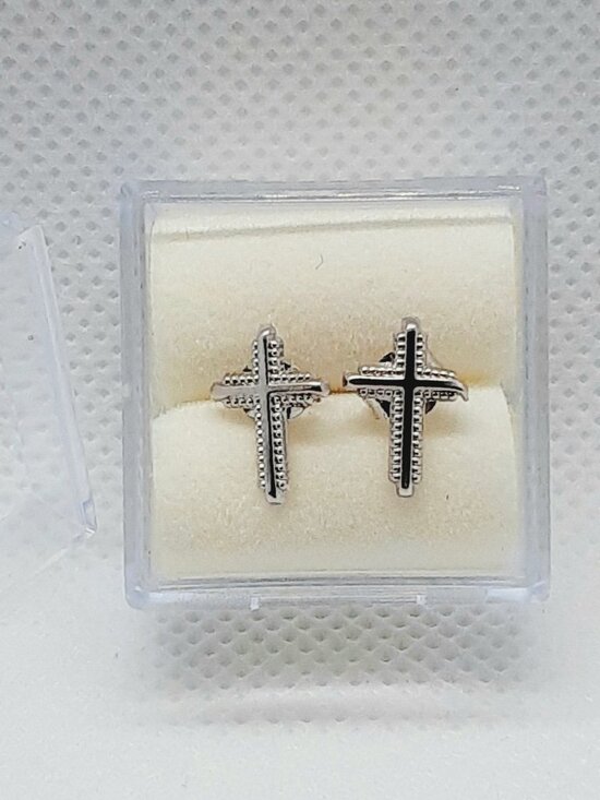 14kt white gold Jewelry - NEW 14kt white gold minimalist cross post earrings